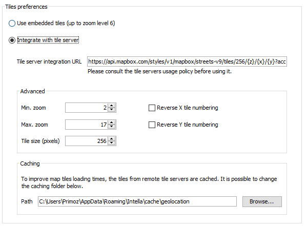 Geolocation Tiles preferences