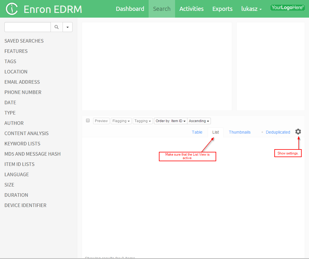 Configure list view