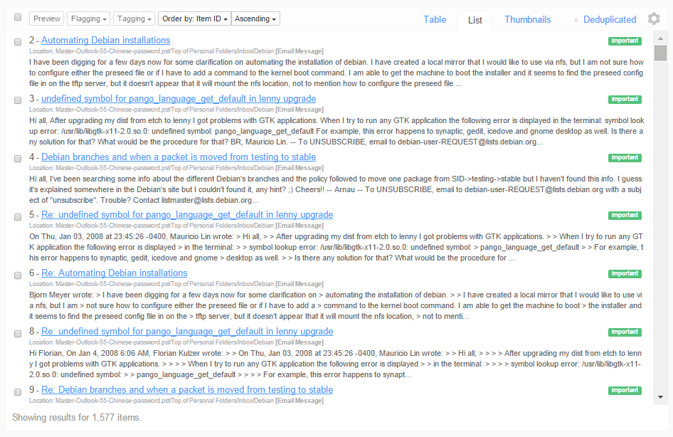 List view