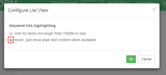 List view settings