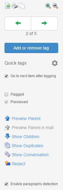 Previewer toolbar