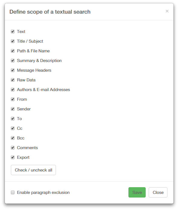 Search options