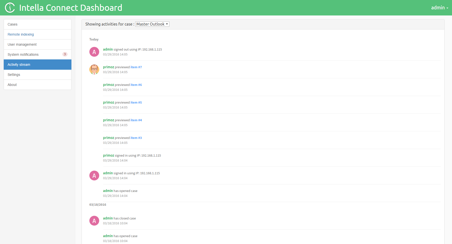 Activity stream
