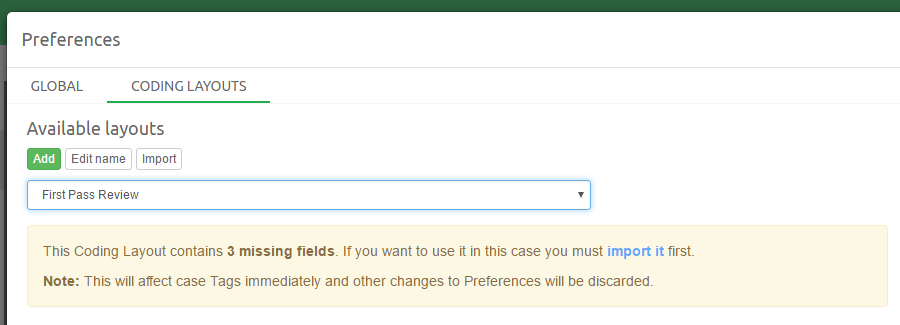 Importing Coding Layout