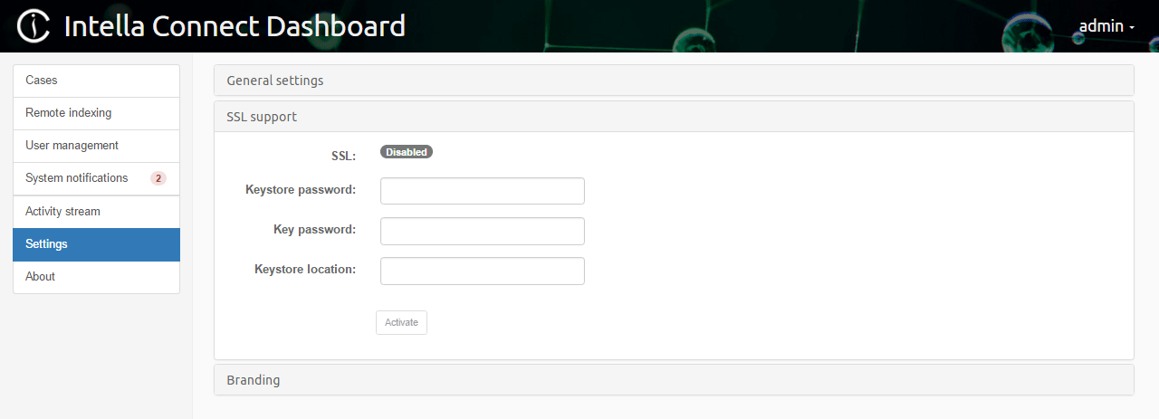 Figure: SSL settings in Connect