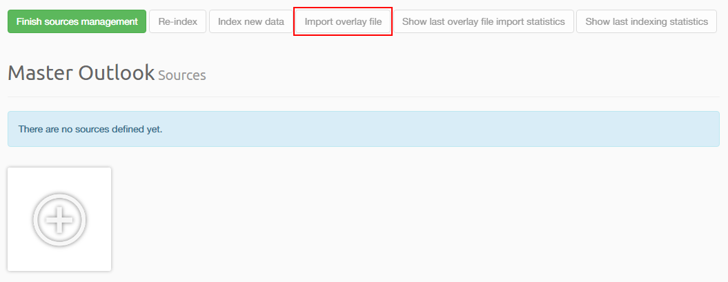 Manage Sources - Import Overlay