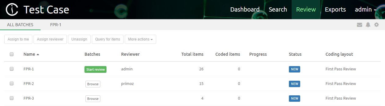 Review UI Batches
