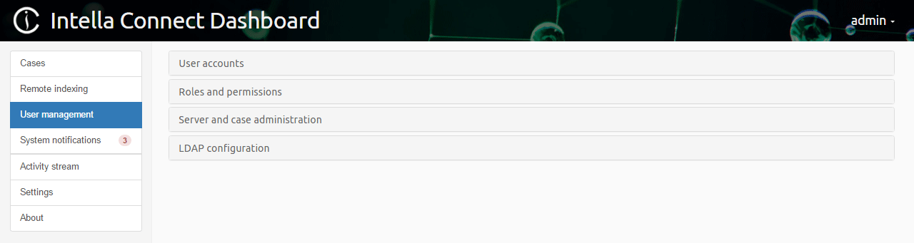 User management sections