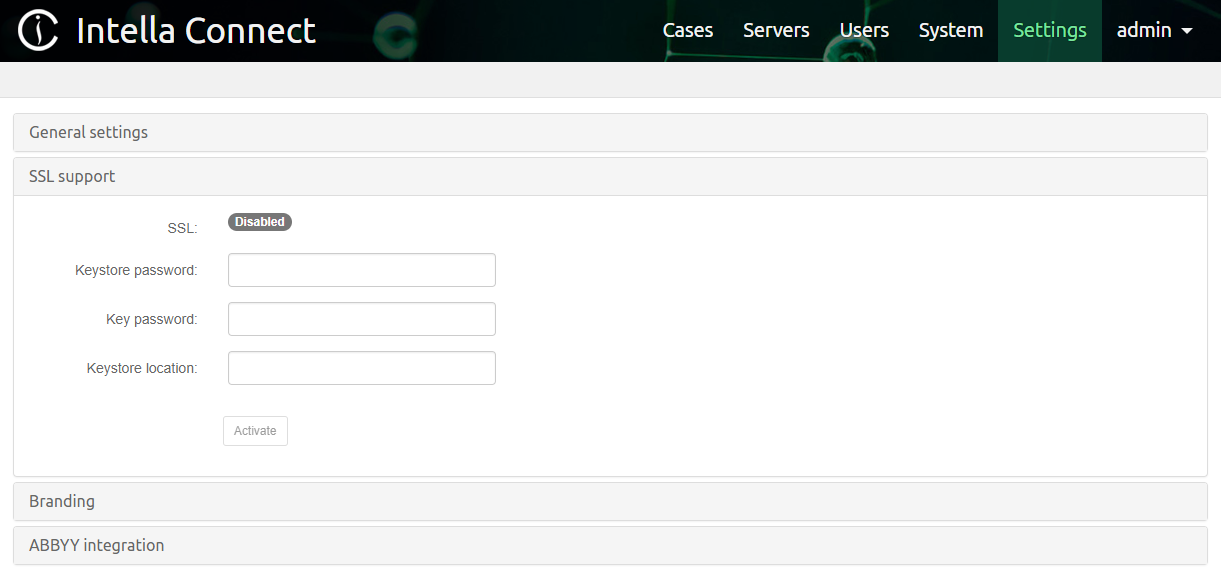 Figure: SSL settings in Connect