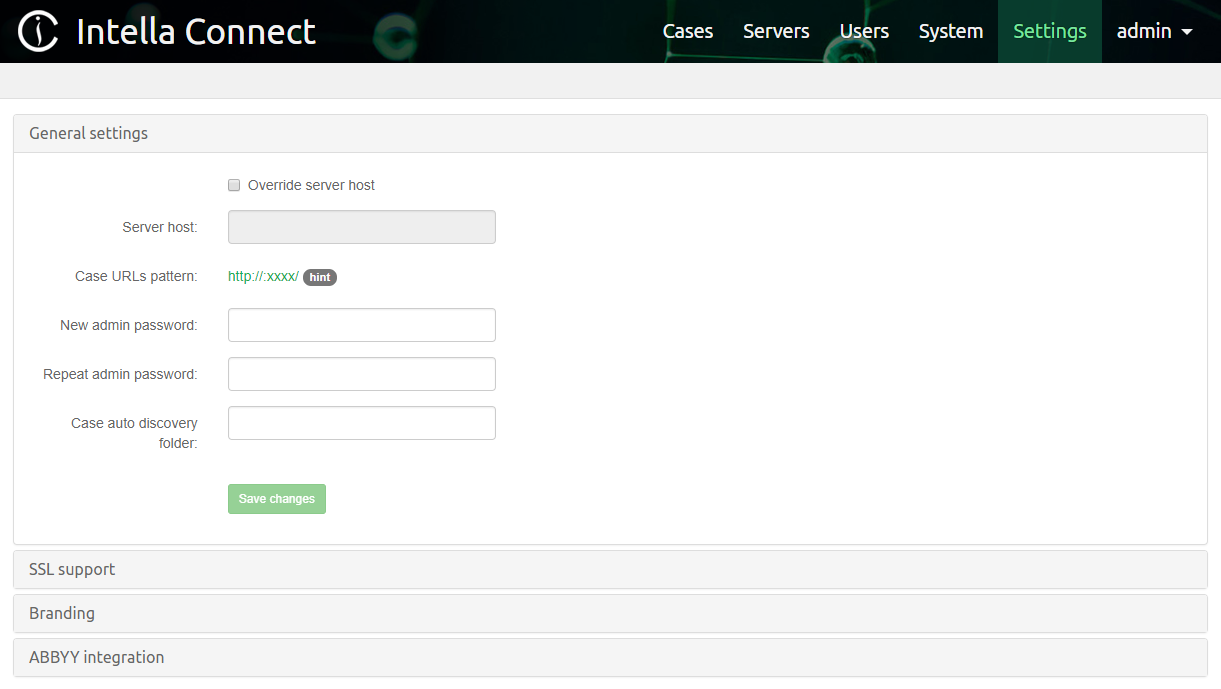 Intella Connect Settings