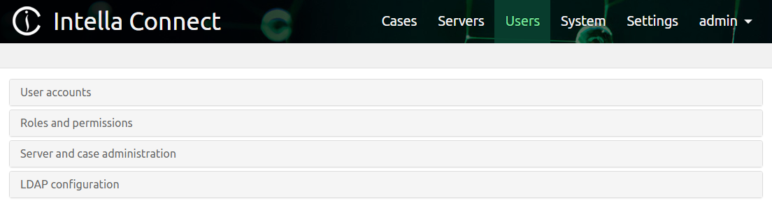 User management sections