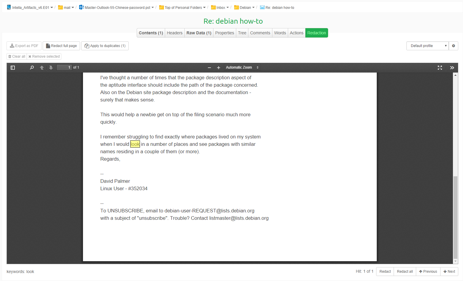 Redaction editor