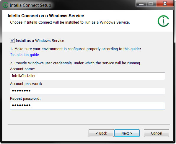Connect as a Service Installer Step