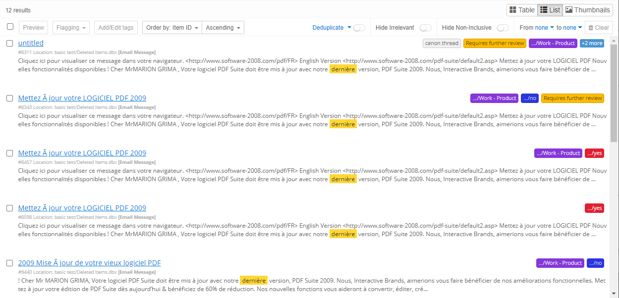 List view