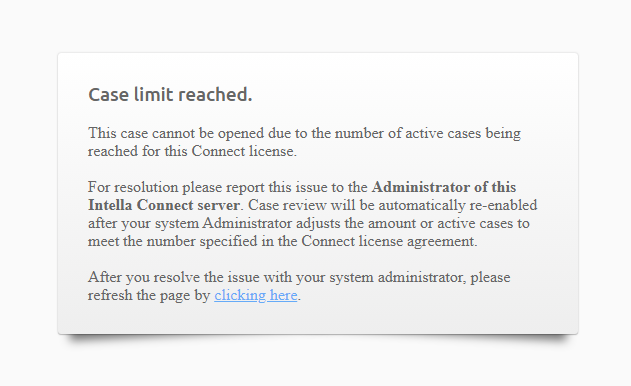 Active cases limit reached reviewer warning
