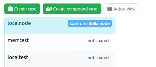 Cases list - case on Intella Node