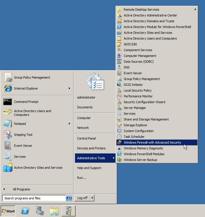 path to Windows Firewall from Start