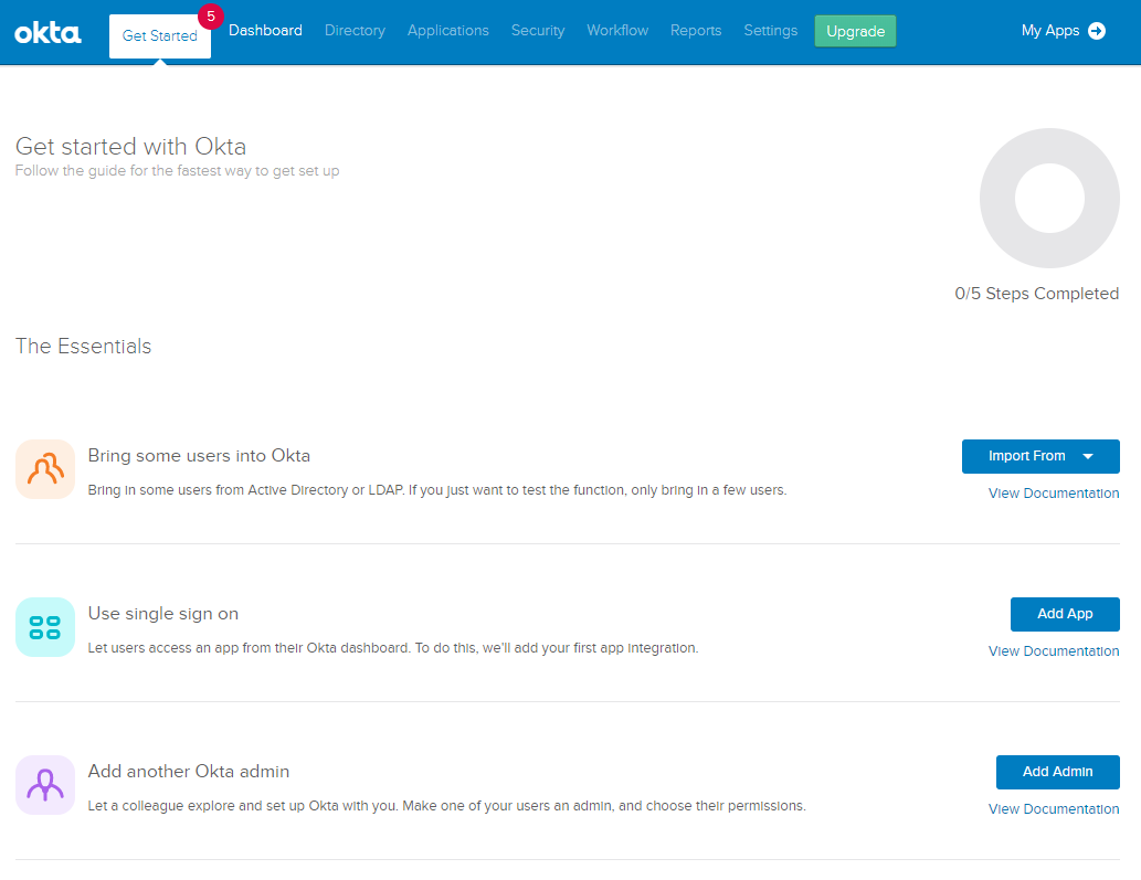 Configuring Okta as SSO provider step 1