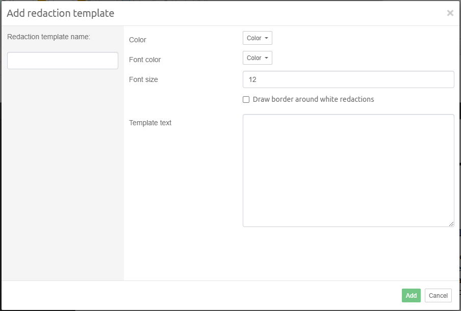 Add redaction template