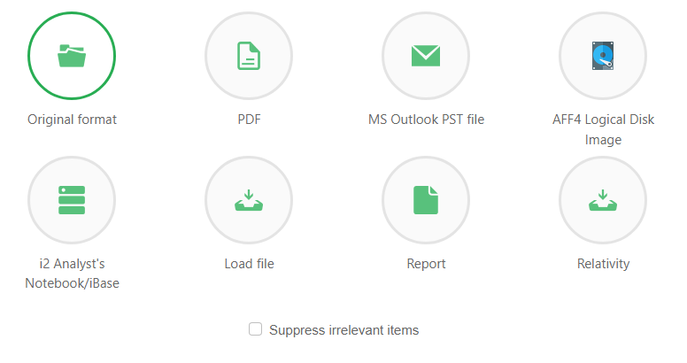 Export format selection