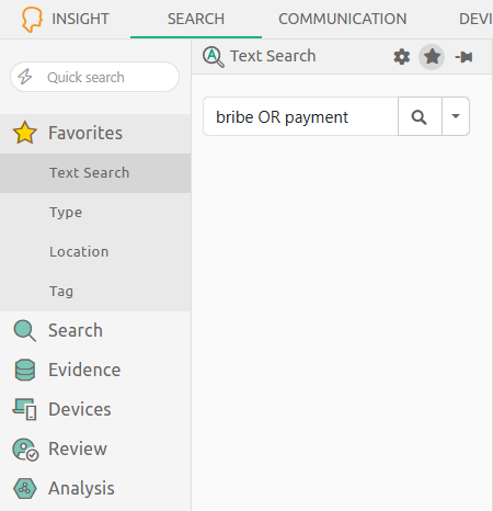 Text Search activated