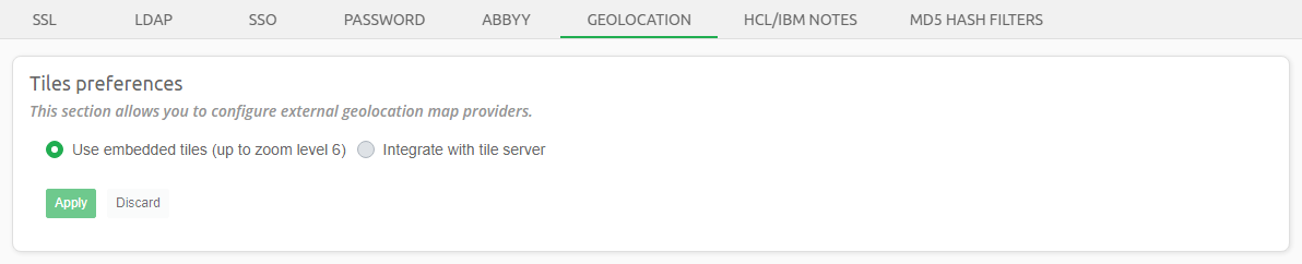 Geolocation settings section