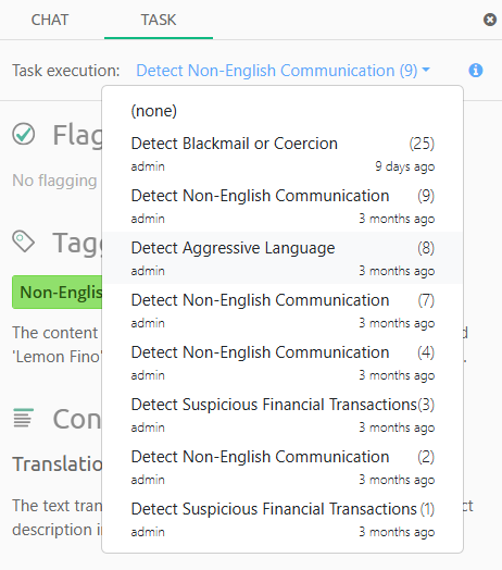 Intella Assist Task Execution List