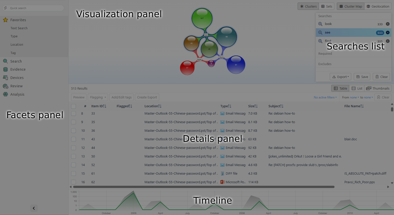 Search view in Intella Connect