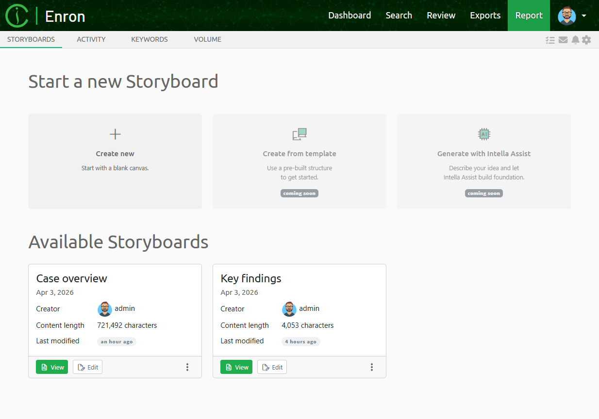 Manage storyboards
