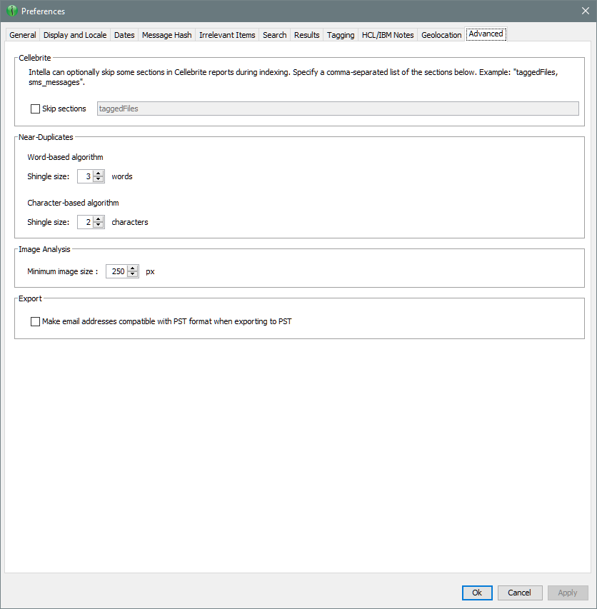 Advanced preferences