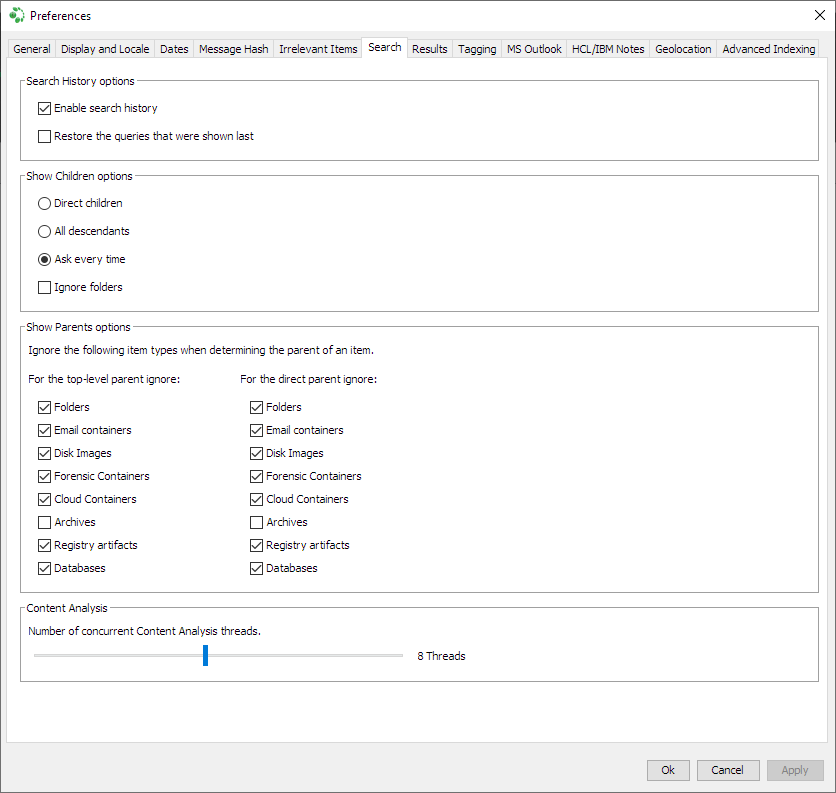 Search preferences