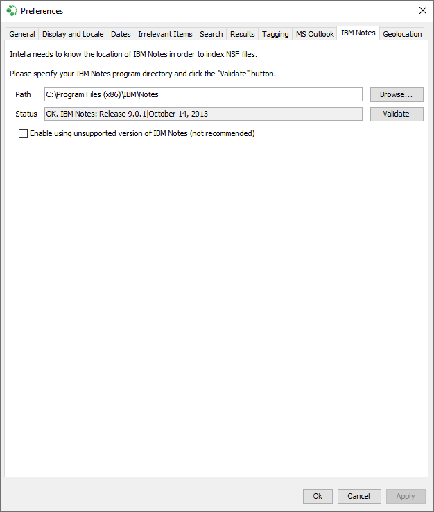 IBM Notes preferences