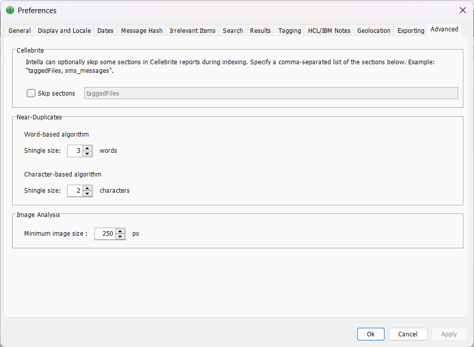 Advanced preferences