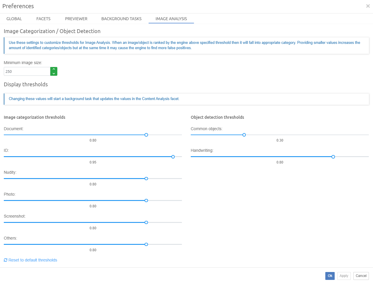 Image Analysis Preferences