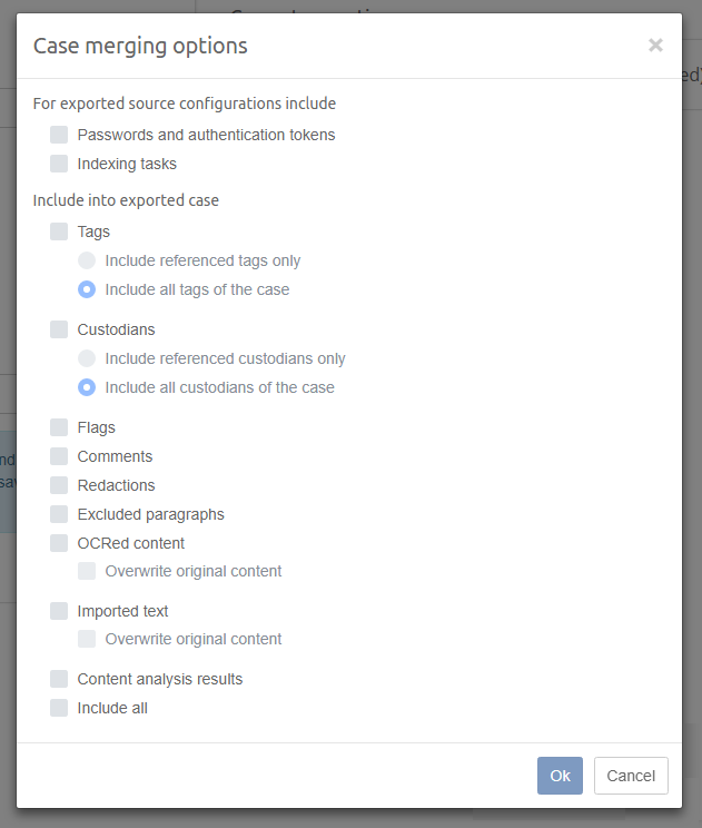Case Merging Options