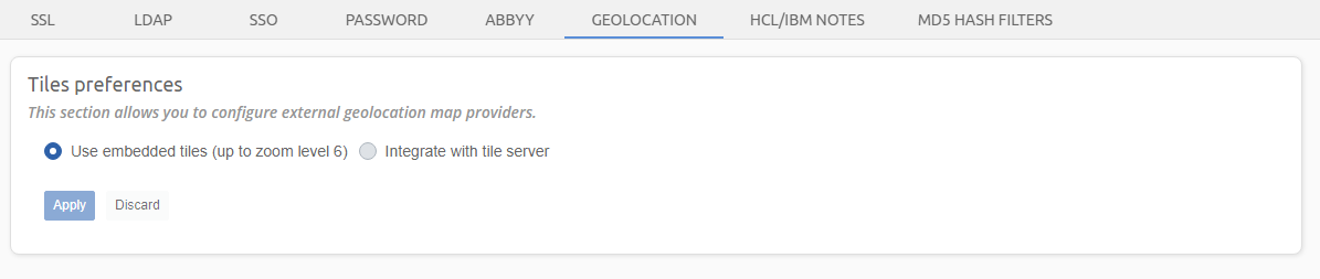 Geolocation settings section