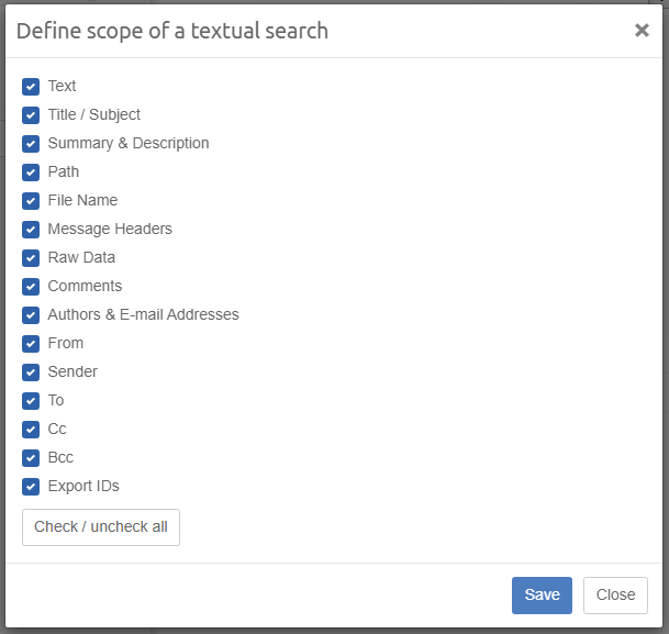 Search options