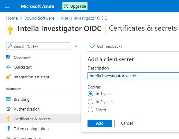 Configuring Microsoft Azure as SSO provider step 8