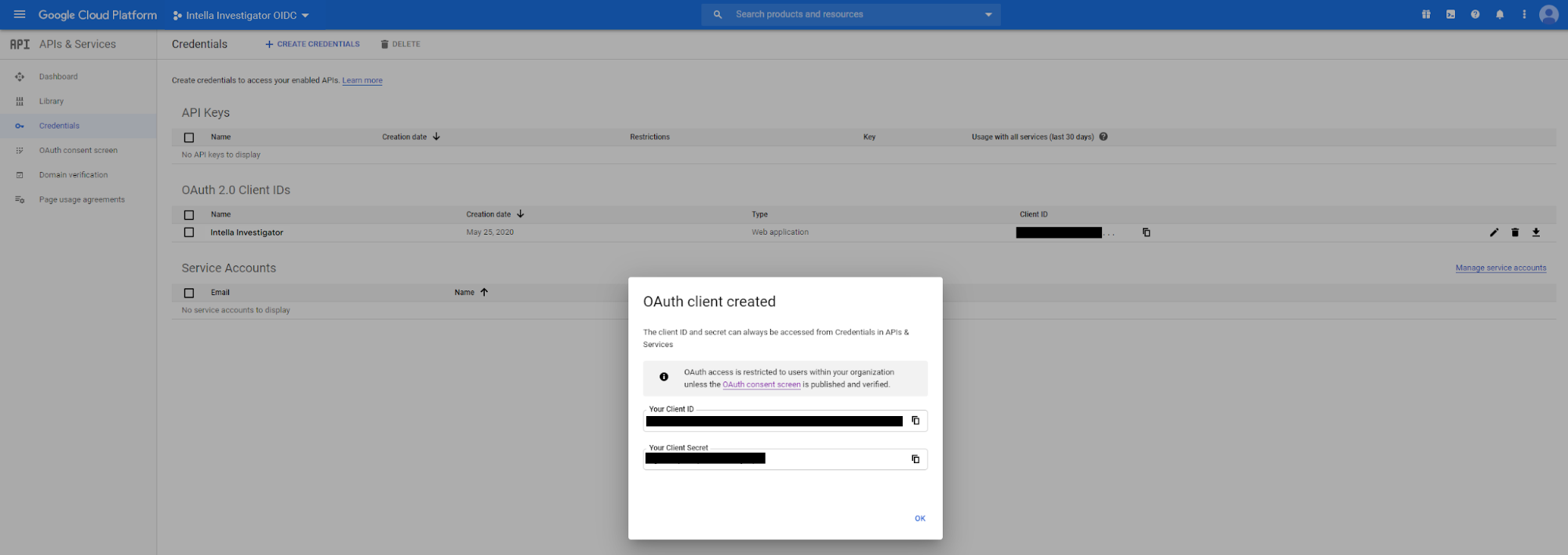 Configuring Google as SSO provider step 14