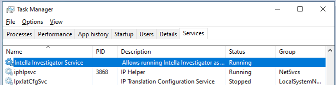 Check running status in Windows Task Manager