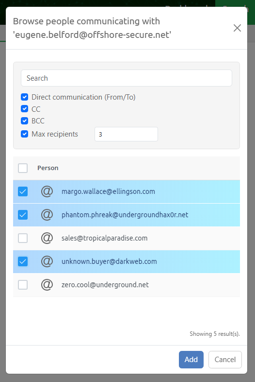 People finder modal