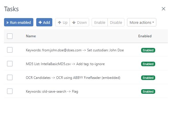 Tasks list