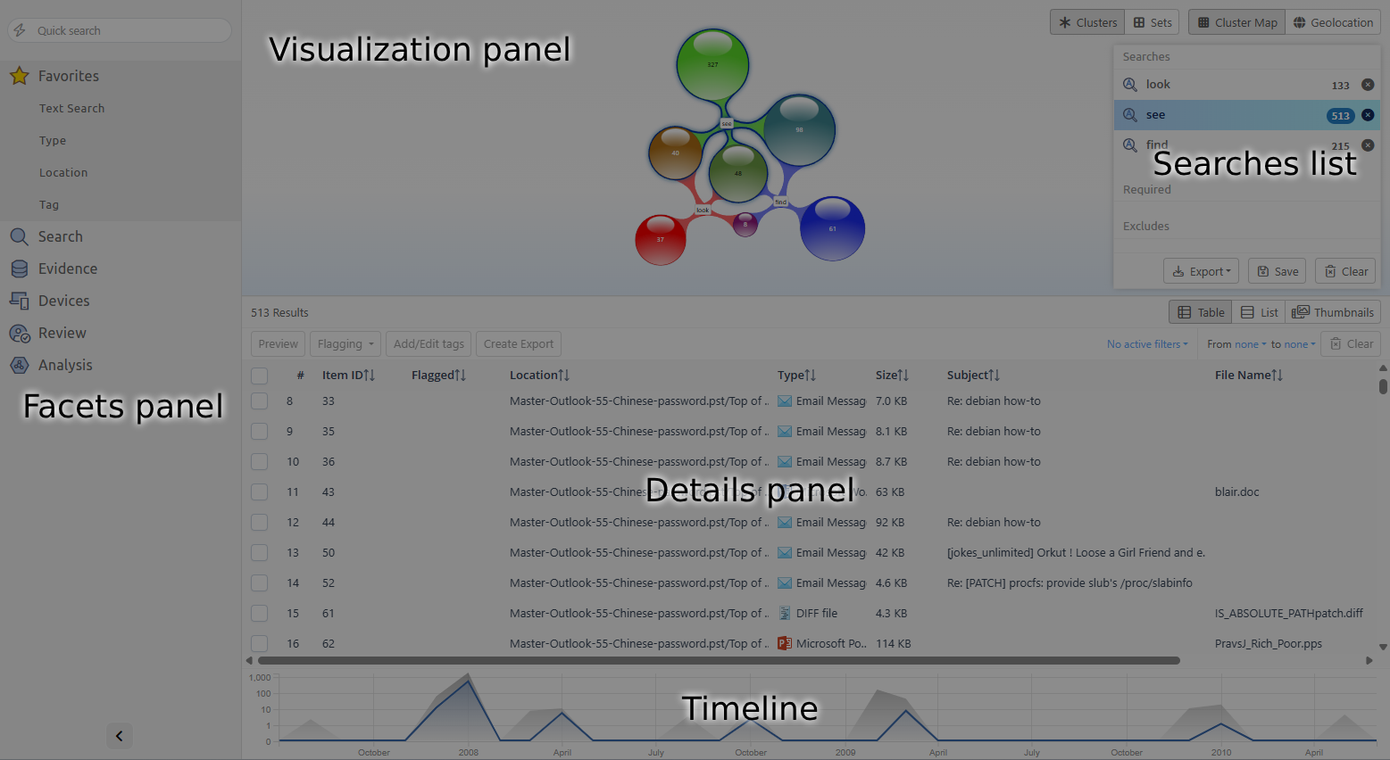 Search view in Intella Investigator