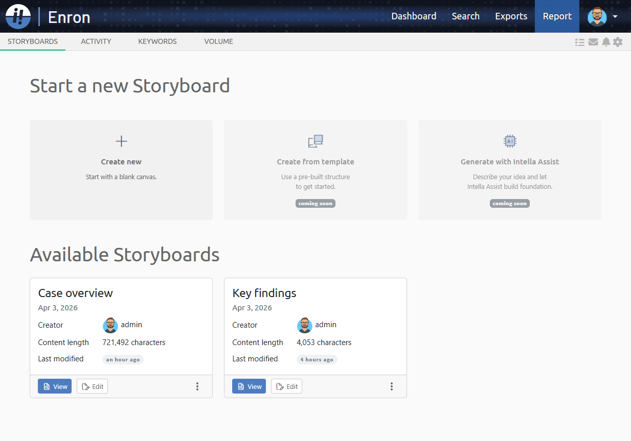 Manage storyboards